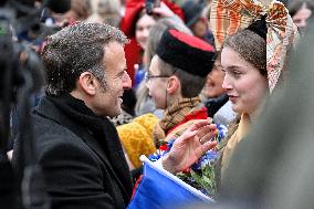 Emmanuel Macron presides the ceremony marking the 80th anniversary of the liberation of Colmar