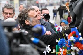 Emmanuel Macron presides the ceremony marking the 80th anniversary of the liberation of Colmar