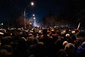 Thousands Of Demonstrators Trying To Block Highway In Tbilisi Amid Unrest