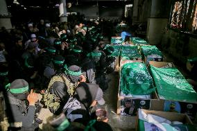 Funeral Prayer For Al-Qassam Brigades Fighters Killed By Israel - Gaza