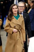 Queen Letizia Presides Over The World Cancer Day Institutional Act - Madrid