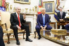 US President Trump welcomes Israeli Prime Minister Netanyahu to the White House