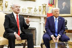 US President Trump welcomes Israeli Prime Minister Netanyahu to the White House