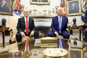 US President Trump welcomes Israeli Prime Minister Netanyahu to the White House