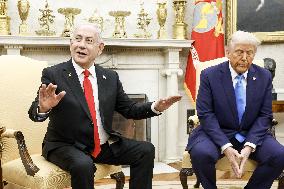 US President Trump welcomes Israeli Prime Minister Netanyahu to the White House