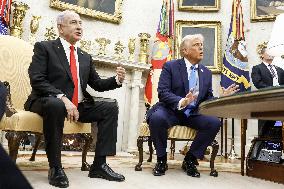 US President Trump welcomes Israeli Prime Minister Netanyahu to the White House