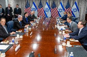 US Secretary of Defense Pete Hegseth meets with Israeli Prime Minister Benjamin Netanyahu