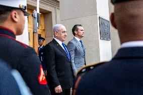 US Secretary of Defense Pete Hegseth meets with Israeli Prime Minister Benjamin Netanyahu