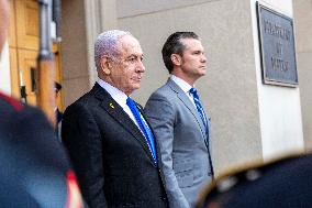 US Secretary of Defense Pete Hegseth meets with Israeli Prime Minister Benjamin Netanyahu