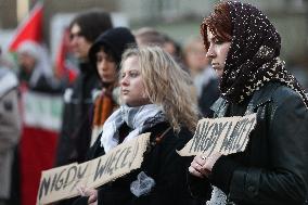 Protest Supporting Palestine In Krakow