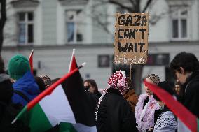 Protest Supporting Palestine In Krakow