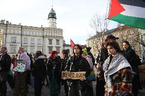 Protest Supporting Palestine In Krakow