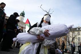 Protest Supporting Palestine In Krakow