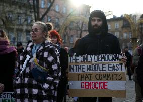 Protest Supporting Palestine In Krakow