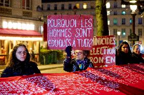 Activists From The NousToutes Collective Displaying The 1036 Names Victims Of Femicide