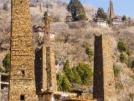 Ancient Stone Watchtower Complex in Ganzi