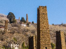 Ancient Stone Watchtower Complex in Ganzi