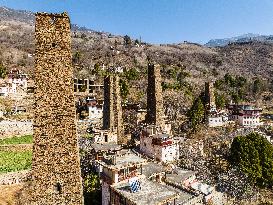 Ancient Stone Watchtower Complex in Ganzi