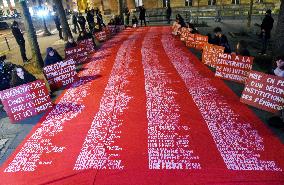 Protest Against Feminicides at French National Assembly - Paris