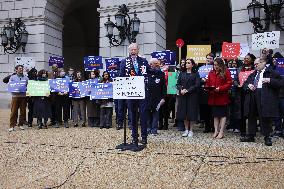 Press Conference Against Funding Freeze Outside Of EPA