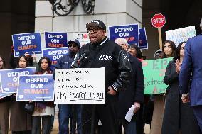 Press Conference Against Funding Freeze Outside Of EPA