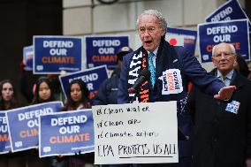 Press Conference Against Funding Freeze Outside Of EPA
