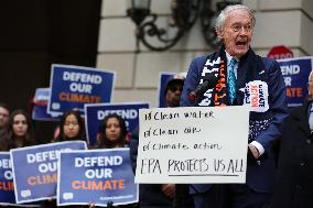 Press Conference Against Funding Freeze Outside Of EPA