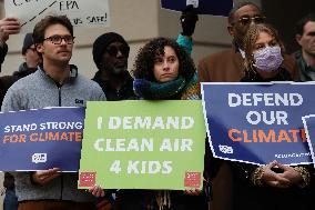 Press Conference Against Funding Freeze Outside Of EPA