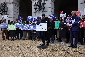 Press Conference Against Funding Freeze Outside Of EPA