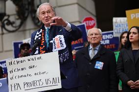 Press Conference Against Funding Freeze Outside Of EPA