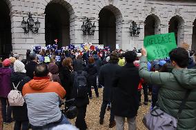 Press Conference Against Funding Freeze Outside Of EPA