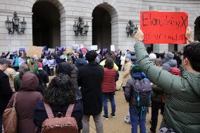 Press Conference Against Funding Freeze Outside Of EPA