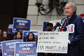 Press Conference Against Funding Freeze Outside Of EPA