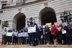 Press Conference Against Funding Freeze Outside Of EPA