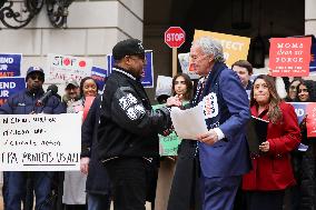 Press Conference Against Funding Freeze Outside Of EPA