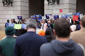 Press Conference Against Funding Freeze Outside Of EPA