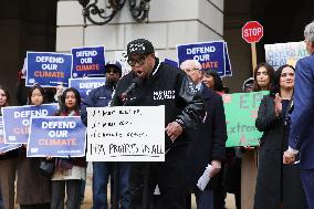 Press Conference Against Funding Freeze Outside Of EPA