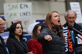 Press Conference Against Funding Freeze Outside Of EPA