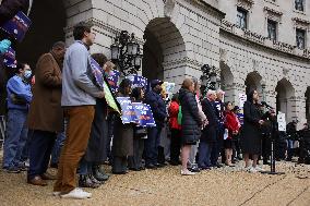 Press Conference Against Funding Freeze Outside Of EPA