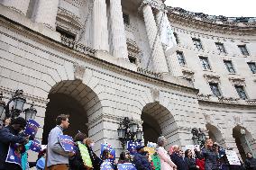 Press Conference Against Funding Freeze Outside Of EPA