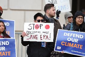 Press Conference Against Funding Freeze Outside Of EPA