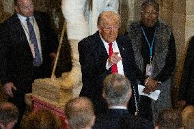 Trump Attends the National Prayer Breakfast in Statuary Hall in the US Capitol