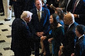 Trump Attends the National Prayer Breakfast in Statuary Hall in the US Capitol