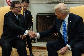 US President Donald Trump meets with Japanese Prime Minister Shigeru Ishiba