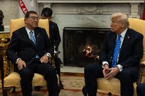 US President Donald Trump meets with Japanese Prime Minister Shigeru Ishiba