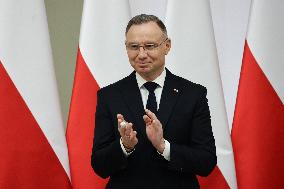 President Of Poland Andrzej Duda In Krakow