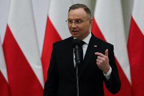 President Of Poland Andrzej Duda In Krakow