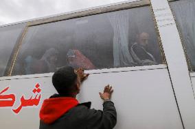 Gazan patients await to travel through the Rafah border crossing