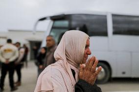 Gazan patients await to travel through the Rafah border crossing