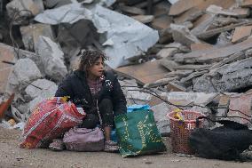 Rubble and debris cover the streets Jabalia - Gaza Strip